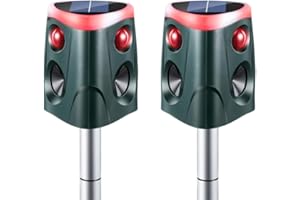 XIAXIA 2X Repelente de Gatos 360°,Ahuyentador Gatos con Energía Solar,Impermeable Ultrasonido IP66 en 4 Modos°,Repelente al Aire Libre para Animales para,Ardillas,Mapaches,Perros