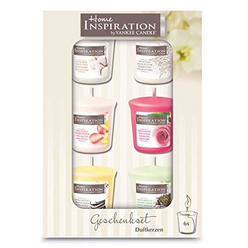 Home Inspiration by Yankee Candle - Geschenkset zum Geburtstag oder Muttertag - 6 Votivkerzen in dekorativer Verpackung