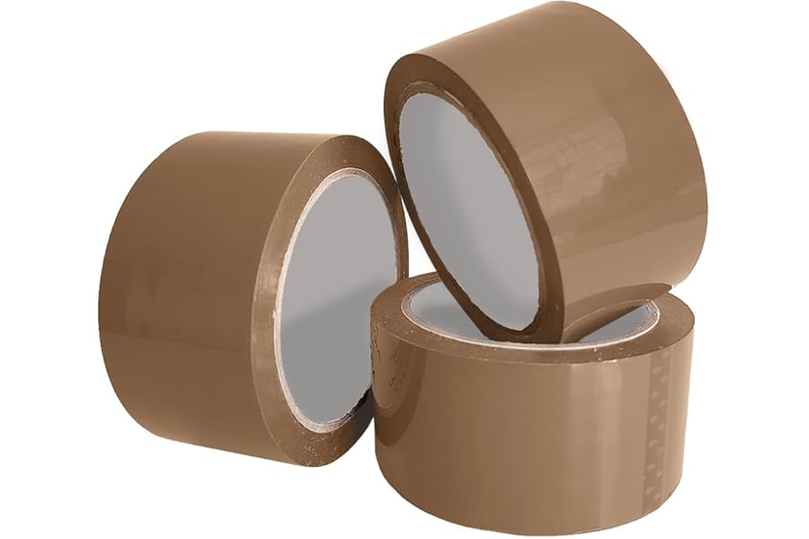 ARVO Brown Packing Tape 3 Rolls with Low Noise (48mm x 60m) - Durable Parcel Tape for Packing Boxes, Secure Packaging for Moving House