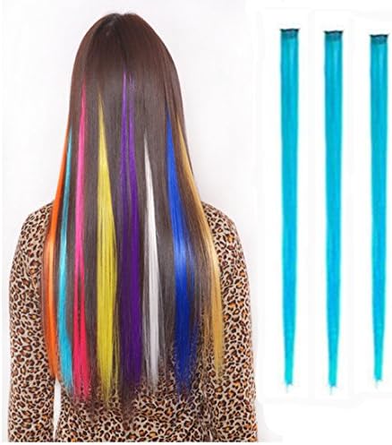 Chiguo Long Hair Wig Clip Hair Straight 1Pieces 55cm/22'' Color Wigs Decoration Ornaments Headdress for Women and Girls Cosplay Festival Rock music festival Shopping Halloween Costume Party