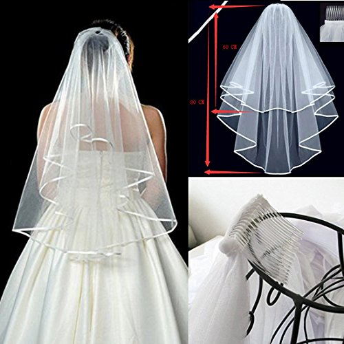 GZHOUSE Hen Night Party weiße Hochzeitsschleier mit Kamm, Hochzeit Braut-Accessoires - 3