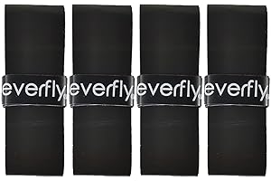 Everfly Surgrip pour Padel - 4 Pièces Noir - Lisses et Perforés - Grip Tennis pour Raquette - Badminton Squash - Overgrip - Bande de Maintien -Homme Femme Enfant - Protection Sport