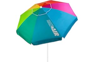 Aktive 62221 - Sombrilla de playa grande, Ø200 cm, sombrilla resistente al viento, protección UV 50, multicolor, mástil 28-32 mm, mástil flexible, incluye bolsa de transporte, Aktive Beach
