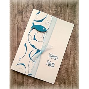 Danksagung Danksagungskarte Danke Kommunion Konfirmation Firmung Taufe Fisch petrol dunkel türkis