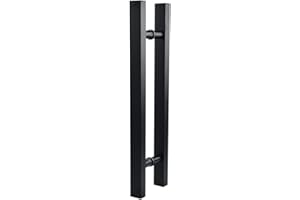 GEOVNE Pomos para Puertas de Empuje de Tubo Cuadrado en Forma de H de Acero Inoxidable,Tirador de Puerta de Vidrio de Alta Resistencia,Manija de Puerta de Doble Lado,Negro,1 Par (Hole Center:300mm/11.8in)