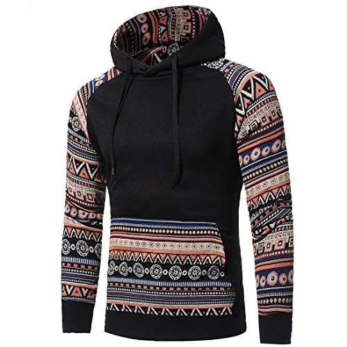 Preisvergleich Produktbild Elecenty Herren Kapuzenpullover Pullover, Mäntel Winterpullover mit Kapuze Aufdruck Slim Fit Sweatshirt Lange Ärmel Männer Kapuzenjacke Bluse Outwear Tops Bluse Oberbekleidung (M, Schwarz 3)
