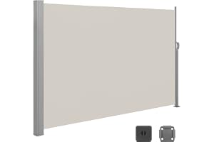 SONGMICS 180 x 350 cm (H x L), sidomarkis för balkong och terrass, integritetsskydd, solskydd, sidogardin, brungrå GSA185T02