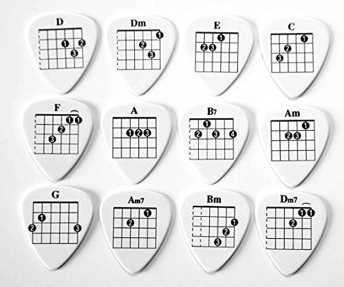 12 x Chords Tab Guitar Picks Plectrums suitable for both electric and acoustic guitars