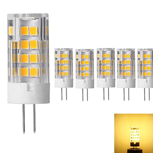 Chrasy 5Pezzi G4 Lampadina LED Lampada 51 SMD LED 5W Lampada LED Luci Bianca Calda 2800-3200k Illuminazione LED 350-380LM Ceramica Lampada Lampadina LED Angolo di visione di 360° AC/DC12V