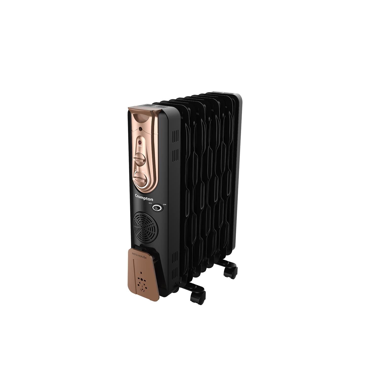 Crompton Insta Fervor 9 Fins 2400 Watts Oil Filled Room Heater - OFR with PTC fan, Black Gold, Standard (ACGRH-INSTAFERVE 9)