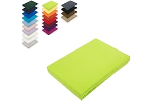 EXKLUSIV HEIMTEXTIL Lenzuolo con angoli elasticizzati in jersey di alta qualità, 100 % cotone, verde mela, 120 x 200 cm