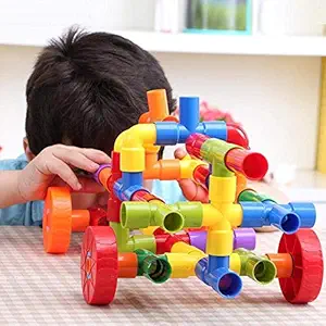 PULSBERY Colorful Creative Pipe Puzzle Building Blocks for Kids / Pipe Puzzle Building Block Game for Kids | Puzzle Game for for Ages 3 4 5 6 7+ Year Old Kids Boys Girls-Multicolor (Pipe Puzzle)