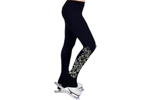 COYI Eiskunstlaufhosen Für Damen Und Mädchen Eislaufhosen Mit Fleecefutter Eiskunstlauf Crystal Pant Skating Leggings Activewear(Size:m,Color:Schwarz)