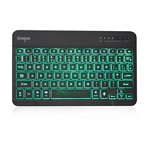Sharon Galaxy Tab 4 10.1 SM-T530 SM-T535 Hülle mit beleuchteter Bluetooth – Tastatur | Ultraslim Schutzhülle | QWERTZ- Layout (Deutsch) | Tastatur herausnehmbar | Hintergrundbeleuchtete Tasten, Farbe einstellbar - 7