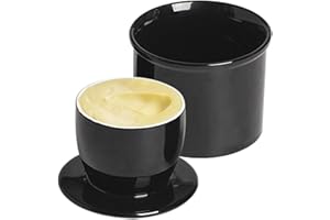 MEGYAD Mantequera francesa: Mantequera redonda de cerámica para almacenar mantequilla fresca suave lista para comer mantequilla de porcelana Keeper Crock Regalo de Navidad para la cocina