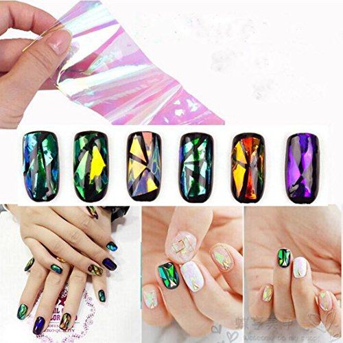 LHWY Nail Art Wrap Foils Nails Wraps Transfer Glitter Shattered Glass DIY Decal