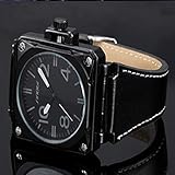 Yiwa passt Mann-moderne Sport-Quadrat-Uhr mit PU-Armband auf Stilvolle Quarz-Armbanduhr-Liebhaber-Uhr-Verzierung Gif