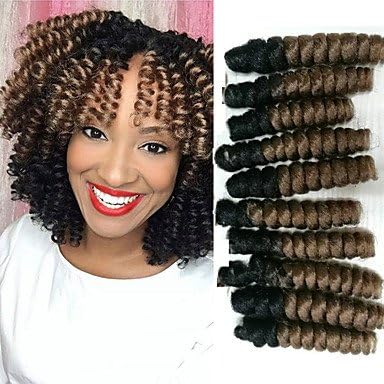 PuMaple Curlkalon Synthetic ombre braiding hair curlkalon braids free hook gift kanakalon crochet braids bouncy curly saniya curls 20roots/pack 5packsmakehead , black/grey