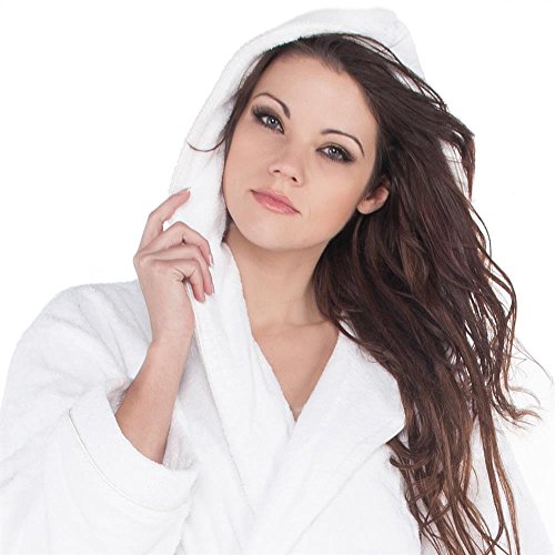 Bademantel für Damen & Herren | viele Farben Größen S-XXL | Baumwolle Frottee mit Schalkragen oder Kapuze | aqua-textil - 4
