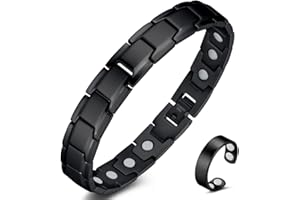 ‎VICMAG Vicmag Lymphdrainage Magnetarmband Herren Titanstahl-Magnetarmband Einreihig Ultra-Stärke-Magnete mit Einstellwerkzeug und Geschenkbox (Einreihig Schwarz)