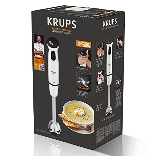 Krups HZ3001 Stabmixer Perfect Mix 9000 inkl. Mixbecher, 4-Messer-Technologie, 20 Geschwindigkeitsstufen, Turbostufe, 750 W, hochglanz weiß / grau / edelstahl gebürstet - 4