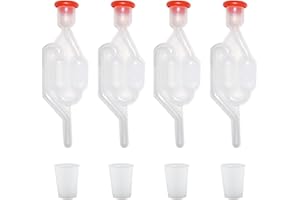 UxradG Lot de 4 tubes de fermentation, bouchons en plastique, tubes de fermentation monobloc, embout de fermentation avec couvercle pour brassage de bière, de vin, de choucroute fermentée