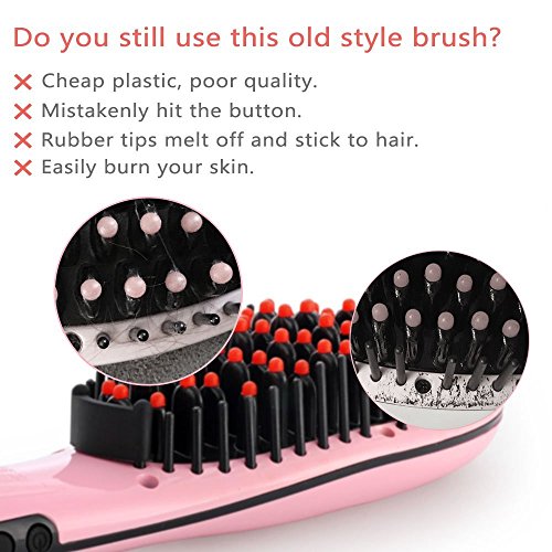 SalonChain Haarglätter Glättungbürste Glätteisen Glätter und Lockenstab 30s Erwärmen 60s Moderne Frisur Mit Schnellaufheizungs Haarbürste Kamm Keramik Anion Electric Straight Sicheres Hair Dryer Comb DE Stecker（ROT） - 7