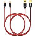 Cavo di sincronizzazione e carica ad alta velocità ANKER MICRO USB, rosso, 1,8 m di lunghezza, confezione di 2