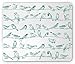 Produktbild WYICPLO Birds on a Wire Mouse Pad, Sketch Art of Various Different Birds Sitting Hand-Drawn Style, Standard Size Rectangle Non-Slip Rubber Mousepad, Jade Green and White