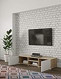 Fabricado en Francia. temahome Podium Mueble para TV, Rojas, Melamina, Roble y Blanco, 140 x 42 x 31 cm (l-p-a)