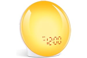 ‎CADRIM Cadrim Tageslichtwecker Wake Up Licht Lichtwecker Radiowecker Sonnenaufgang Sonnenuntergang mit Dual Wecker, 15 Licht, 7 natürlichen Sounds & FM Radio & Snooze Funktion