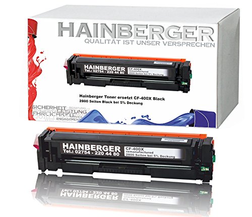 Hainberger Toner Black für CF400X passend für Color LaserJet Pro M252dw Pro 200 M252n Farblaserdrucker kompatibel zu CF-400X CF-401X CF-402X CF-403X, Schwarz 2.800 Seiten