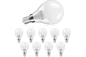 Eslas E14 LED Golf Ball Bulb 6W, G45 Small Edison Screw (SES) Light Bulb, Warm White 3000K, 600Lm 60W Incandescent Bulb Equivalent, P45 Globe Light Bulb CRI> 80+, Non-Dimmable, Pack of 10