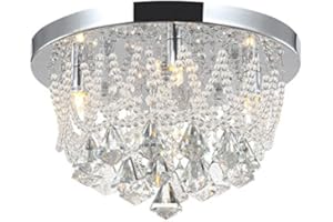 ‎LEWIMA Led Deckenlampe, Glas Kristall Stras, Wohnzimmer Schlafzimmer Deckenleuchte Lampe Leuchte, Ø35cm luxuriös inkl. 4xG9 Warmweiß Led Leuchtmittel,Naida-S
