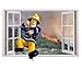 Produktbild Feuerwehrmann Sam 3D Fenster Kinder Wandaufkleber Wandüber Wall Art Wand Tattoo Customise4UTM (3d fireman sam window 10cm)