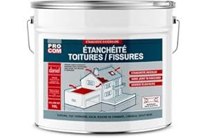 PRO COM Peinture, résine d'étanchéité toiture, réparation tuiles, fissures, anti-fuites, décore, protège, plusieurs coloris 10 litres
