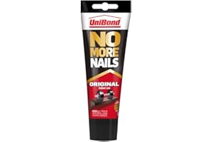 UniBond No More Nails Original, Heavy-Duty Mounting Adhesive, No Nails Strong Glue for Wood, Ceramic, Metal & More, White instant Grab Adhesive, 1 x 234g Tube