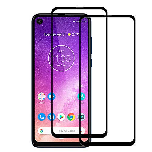 Preisvergleich Produktbild MARR Panzerglas Moto One Vision, Moto One Vision Schutzfolie, 9H Härte Panzerglasfolie Displayschutzfolie für Moto One Vision / Moto P40 - Schwarz (2 Stück)