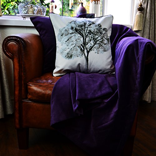 Wald Tree Sofakissen mit Polyesterfüllung – Printed Weich Samt Schwarzweiß 40 x 40cm - 8