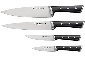 Tefal Ice Force Set de 4 couteaux de cuisine, Lame acier inoxydable allemand, Garantie 10 ans, Coupe et tranchant haute performance K2324S74
