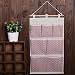 Hibote White Polka Dots Cotton Fabric Wall Door Cloth Hanging Storage Bag Case 6 Pocket Hanging bag Space Saver Gift Pink