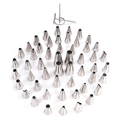 LIHAO 52 tlg Spritztüllen Set Edelstahl Blumennagel Garniertülle für Spritzbeutel Tortenspritze Dekoration - 2