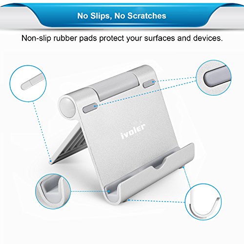 iVoler Tablet Halterung Multi-Winkel Aluminium Tablet Ständer Handy Halter Holder für Tablets, iPad, E-Reader und Smartphones, iPhone 7 / 7 Plus / 6S / 6 / SE / 5S / 5, Samsung Galaxy S8 and S8+, S7 edge / S6, Huawei p9 lite und weitere – Weiß - 5