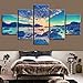 Produktbild JSIHENA Bild auf Leinwand 5 Stücke Wandbilder und Kunstdrucke auf Leinwand Felsige Landschaft am Meer Muster Leinwanddruck Rahmenlos,20 * 35 * 2+20 * 45 * 2+20 * 55cm