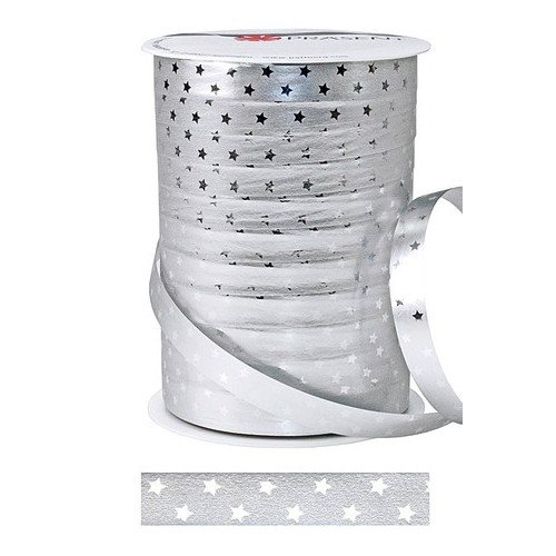 Preisvergleich Produktbild Ringelband Stern - 10 mm x 100 m, Silber