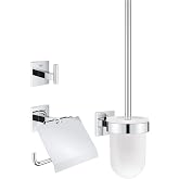 GROHE Start Cube QuickFix &Uuml;&ccedil;l&uuml; Tuvalet Aksesuar Seti, Tuvalet Kağıtlığı, Tuvalet Fır&ccedil;ası, Bornoz Askısı, Duş / Banyo Aksesuar