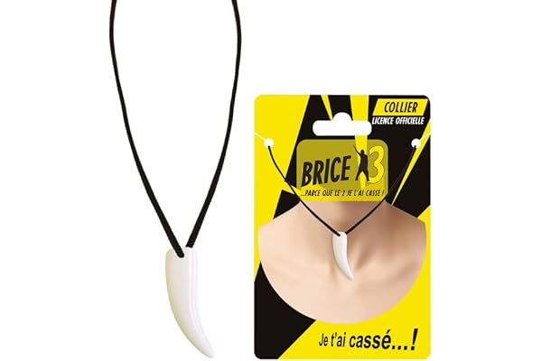 P'TIT Clown - 84082 - Collier Brice de Nice - Licence Officielle - Incarnez Le célèbre Surfeur - Dent de Requin Blanche - Accessoire de Déguisement - pour Carnaval, Fêtes à Thèmes - Plastique