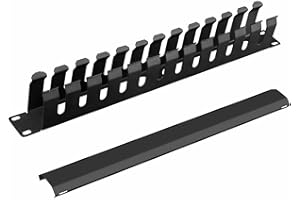 VIVOCH 1U Cable Management Rack with Mounting Screws, 12 Slot/24 Port Metal Finger Duct Wire Organizer with Cover