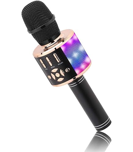 Karaokemicrofoon, draadloze led-microfoon, draagbaar, led, voor kinderen, karaoke met muziekopname en begeleidingsmodus, tv-karaoke-apparaat, compatibel met iOS, Android en FM