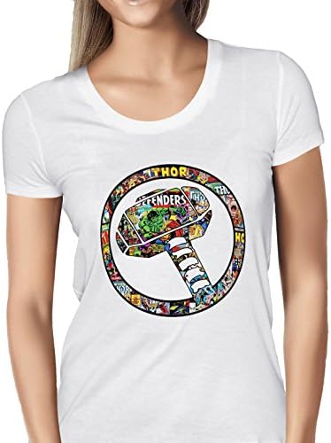 WOMENS THOR INSPIRED - VINTAGE MARVEL HAMMER - WHITE T-SHIRT